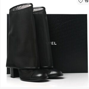 CHANEL Black Mesh Boots